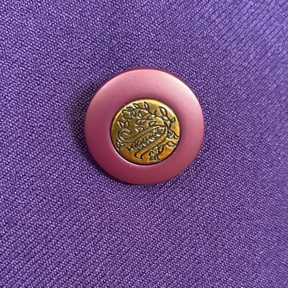 Vintage Wool Purple Double Breasted Blazer Cropped Business Casual Academia - Picture 4 of 14